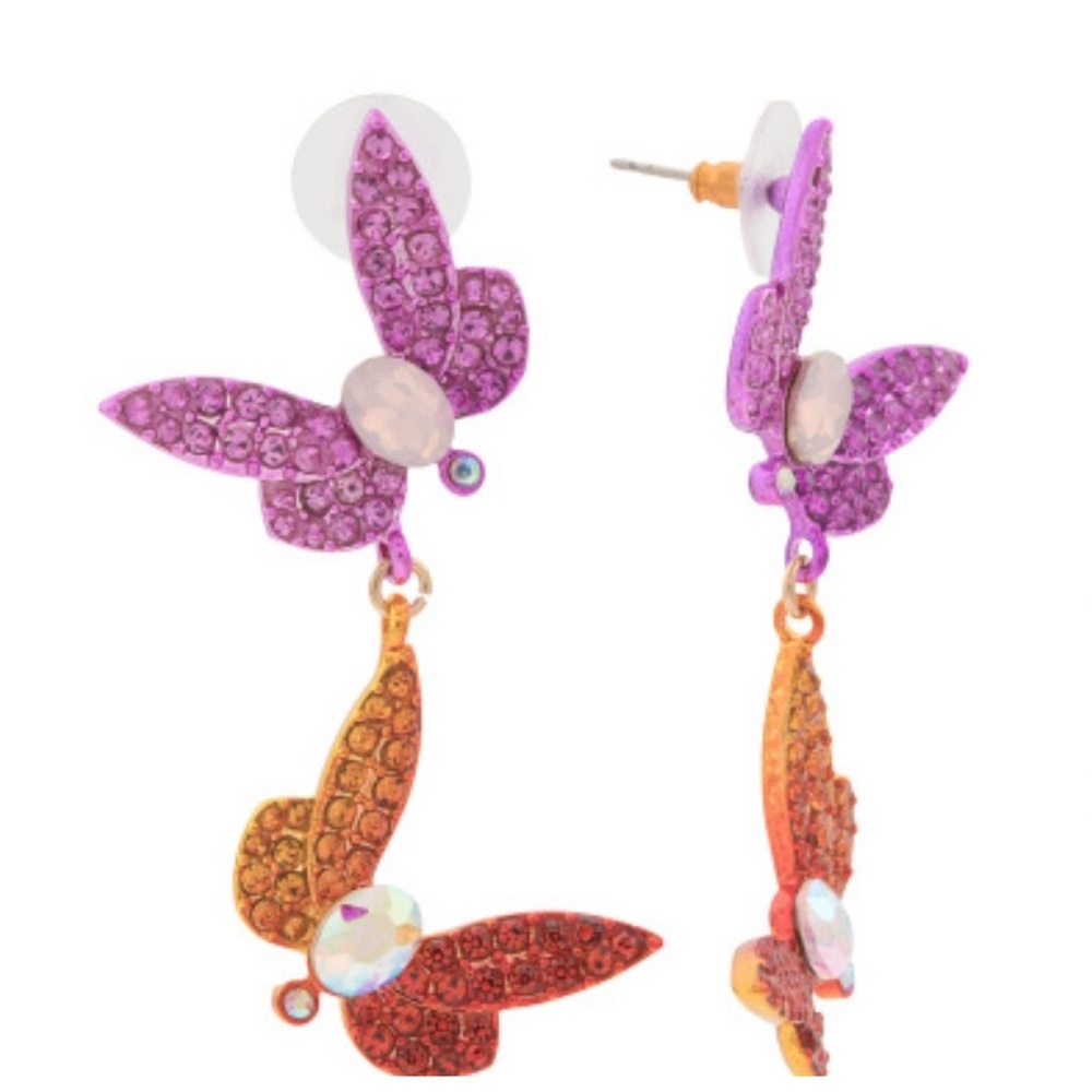👉✨️Betsey Johnson Purple and Orange Butterfly Earrings